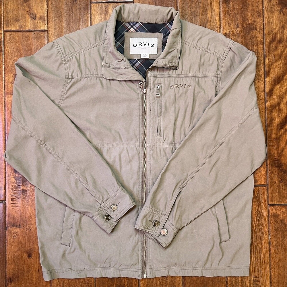 Orvis Classic Collection Mens sz. M Tan Beige Full Zip Outdoors Light Jacket